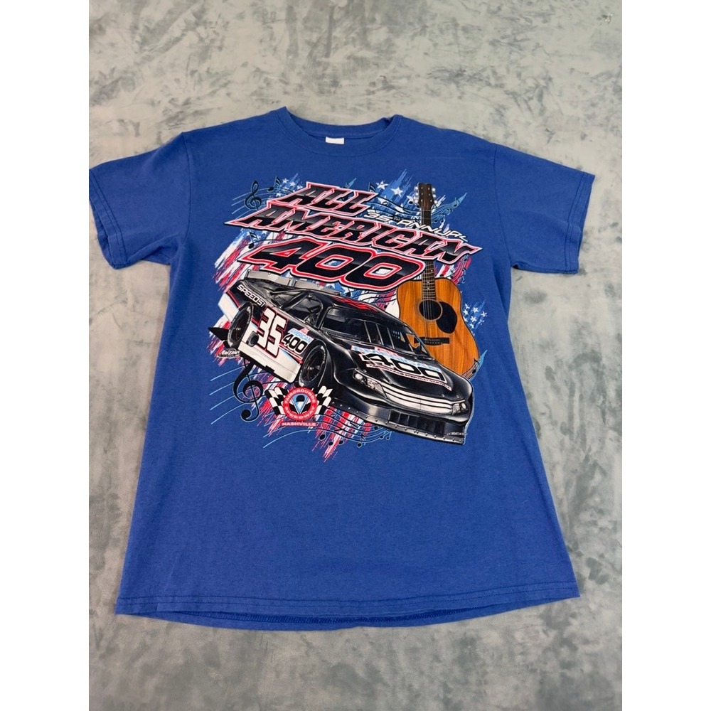 All American 400 Nashville Fairgrounds Speedway Racing T-Shirt Blue Medium